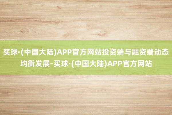 买球·(中国大陆)APP官方网站投资端与融资端动态均衡发展-买球·(中国大陆)APP官方网站
