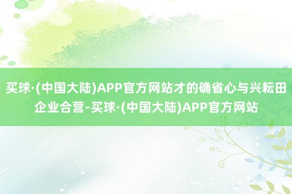 买球·(中国大陆)APP官方网站才的确省心与兴耘田企业合营-